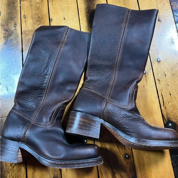 Vintage Frye Campus 14L Boots Women 6 M Brown Distressed Square Toe Western - Picture 6 of 9